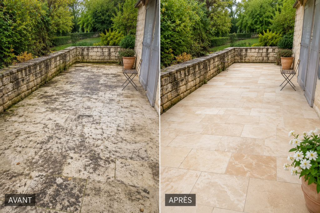 Nettoyer une terrasse en pierre naturelle
